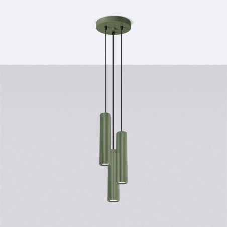 Lampe suspendue Onyx 3P vert olive