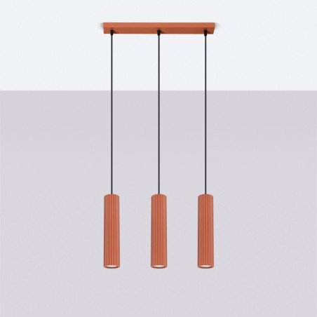 Lampe suspendue Onyx 3L rouge ocre