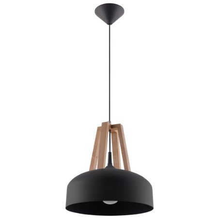 Lampe pendante Cassiopeia noir/bois naturel
