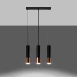Lampe suspendue Luminous 3L noir/cuivre