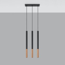 Lampe suspendue Mizar 3L noir/cuivre