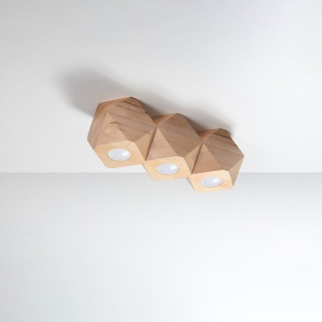Plafonnier Taina 3 en bois naturel